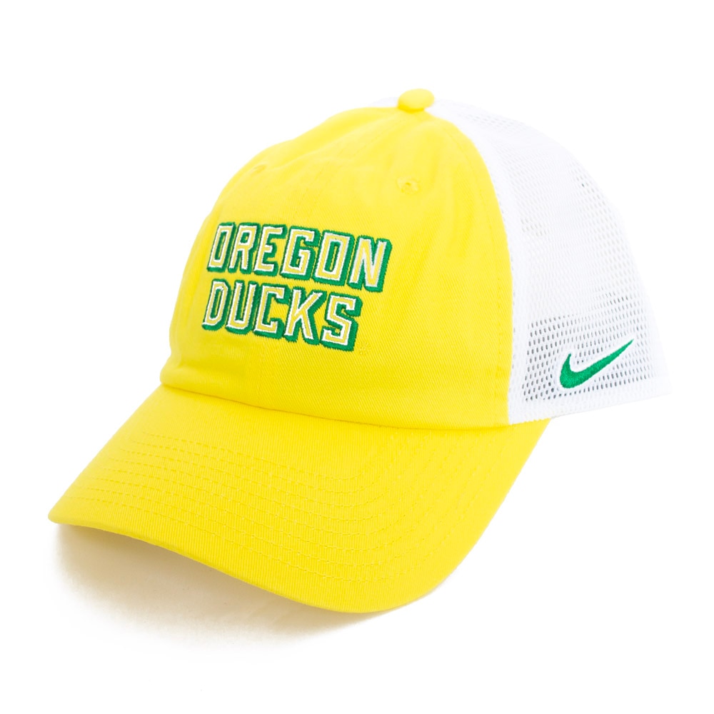 Classic Oregon O, Nike, Yellow, Trucker, Cotton, Accessories, Unisex, Football, Mesh back, Unstructured, Sideline, Adjustable, Hat, 915766